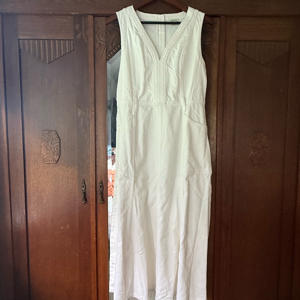 Sundance Poppy Denim Jean White Midi belted dress